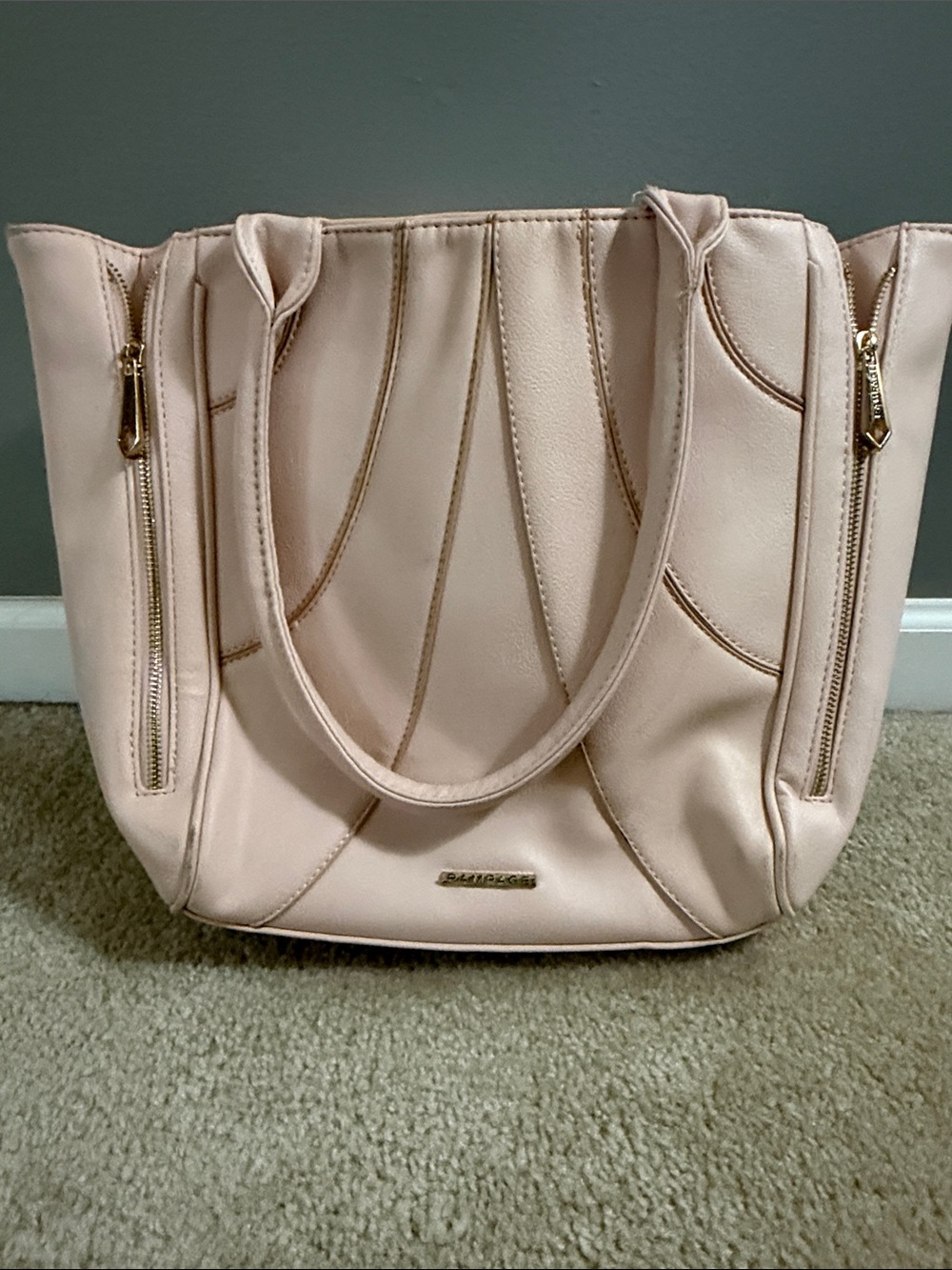 Rampage Pale Pink Tote with Gold Accents